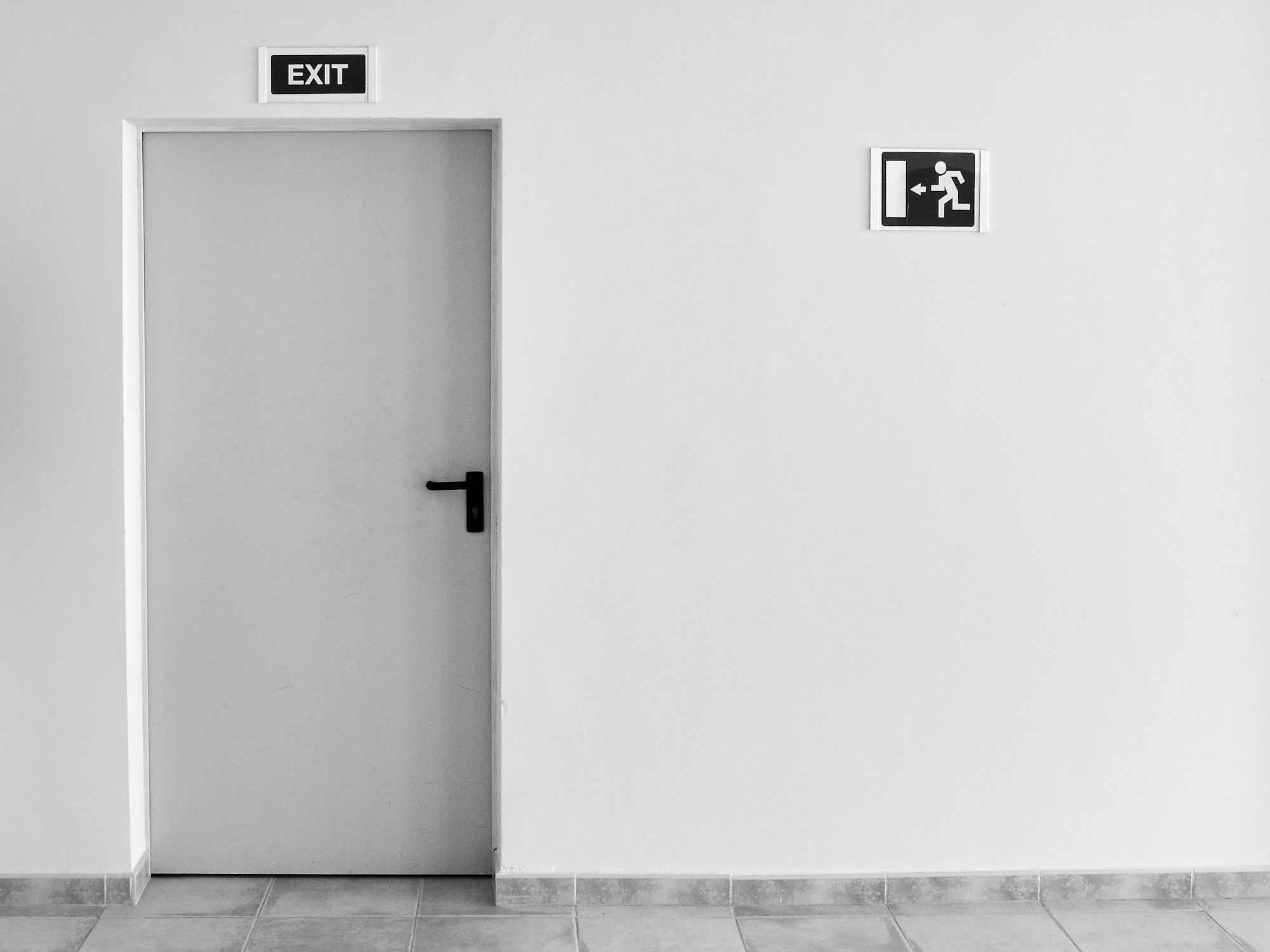 Fire exit door with signage