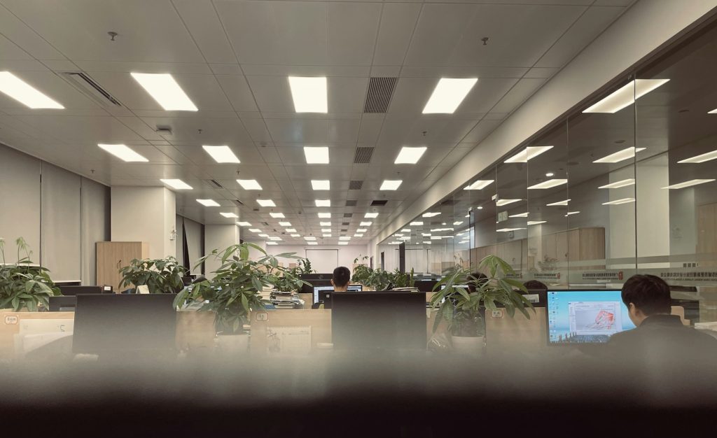Office with LED lighting